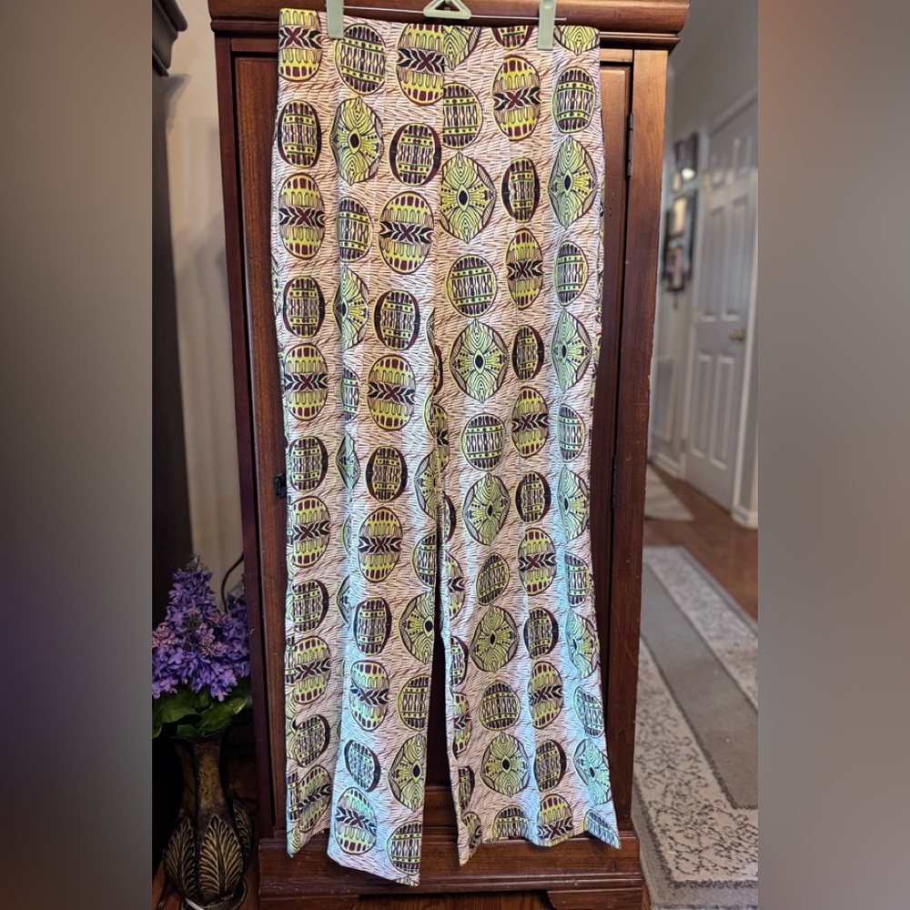Geometric Patterned Wide Leg Pants